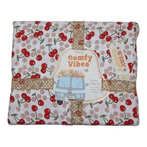 Comfy Vibes Retro Cherries Floral Twin XL Sheet Set 3 Piece Polyester
